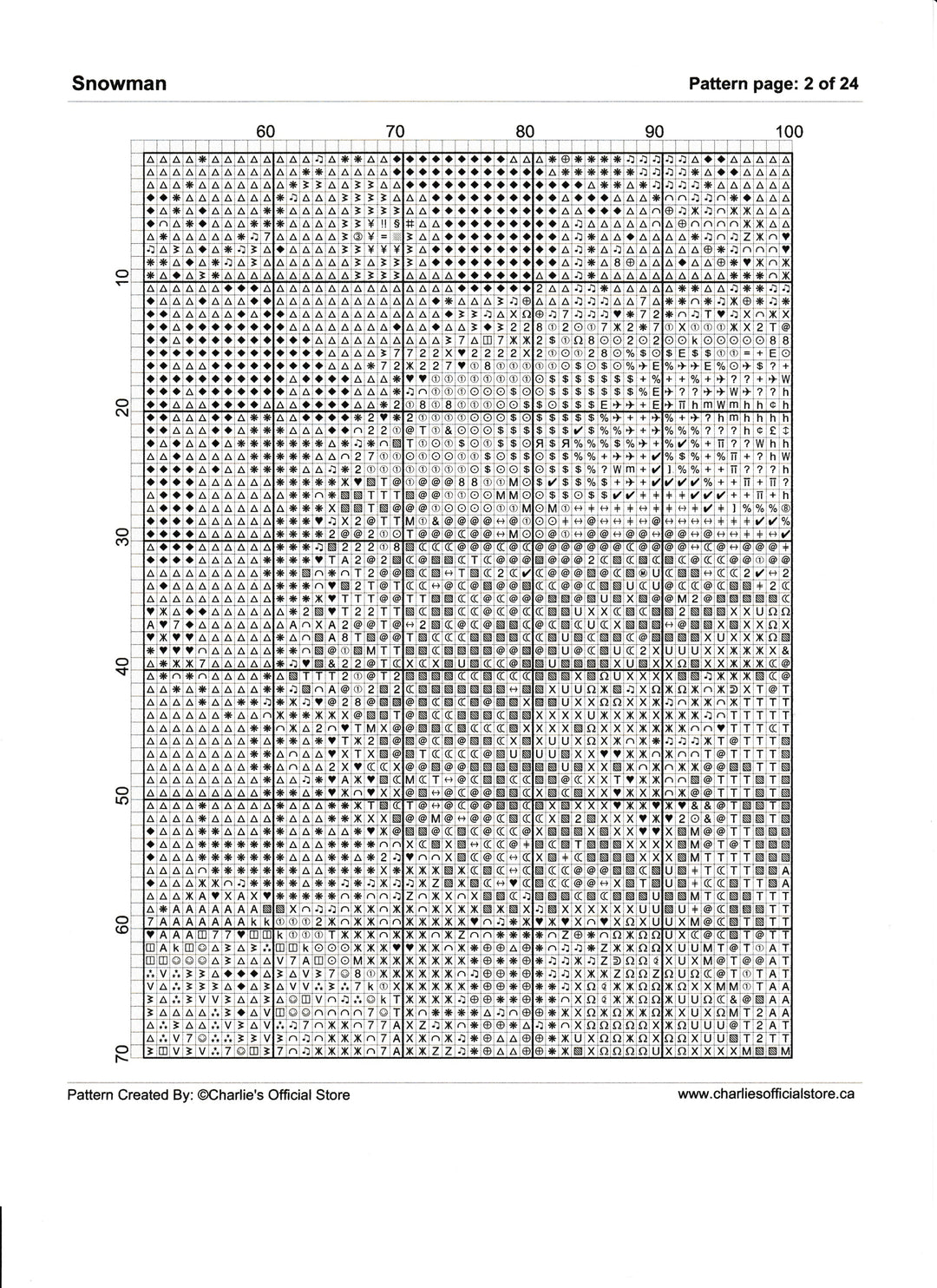 Counted Cross Stitch Snowman Full Coverage Digital Download PDF File Charlie's Official Store