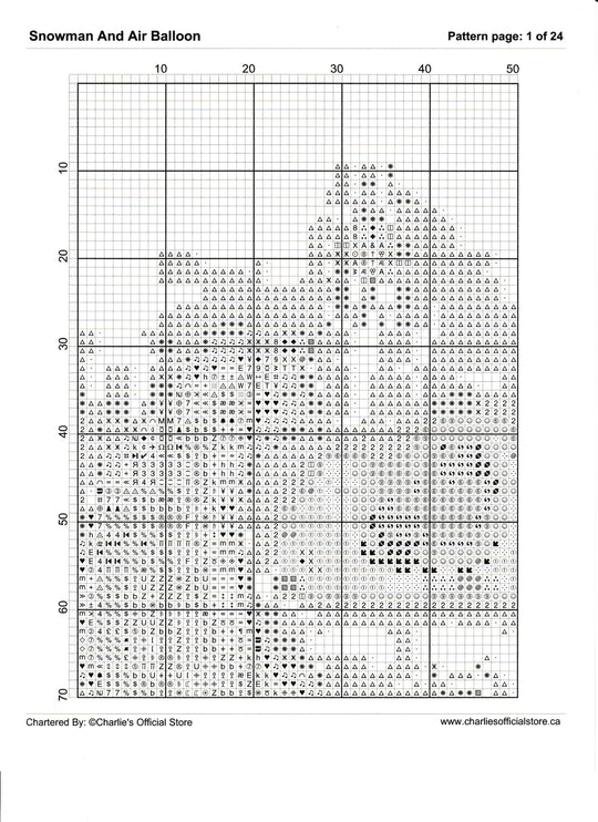 Counted Cross Stitch - Snowman And Air Balloon - Digital Download PDF download file (Copy) (Copy) Charlie's Official Store