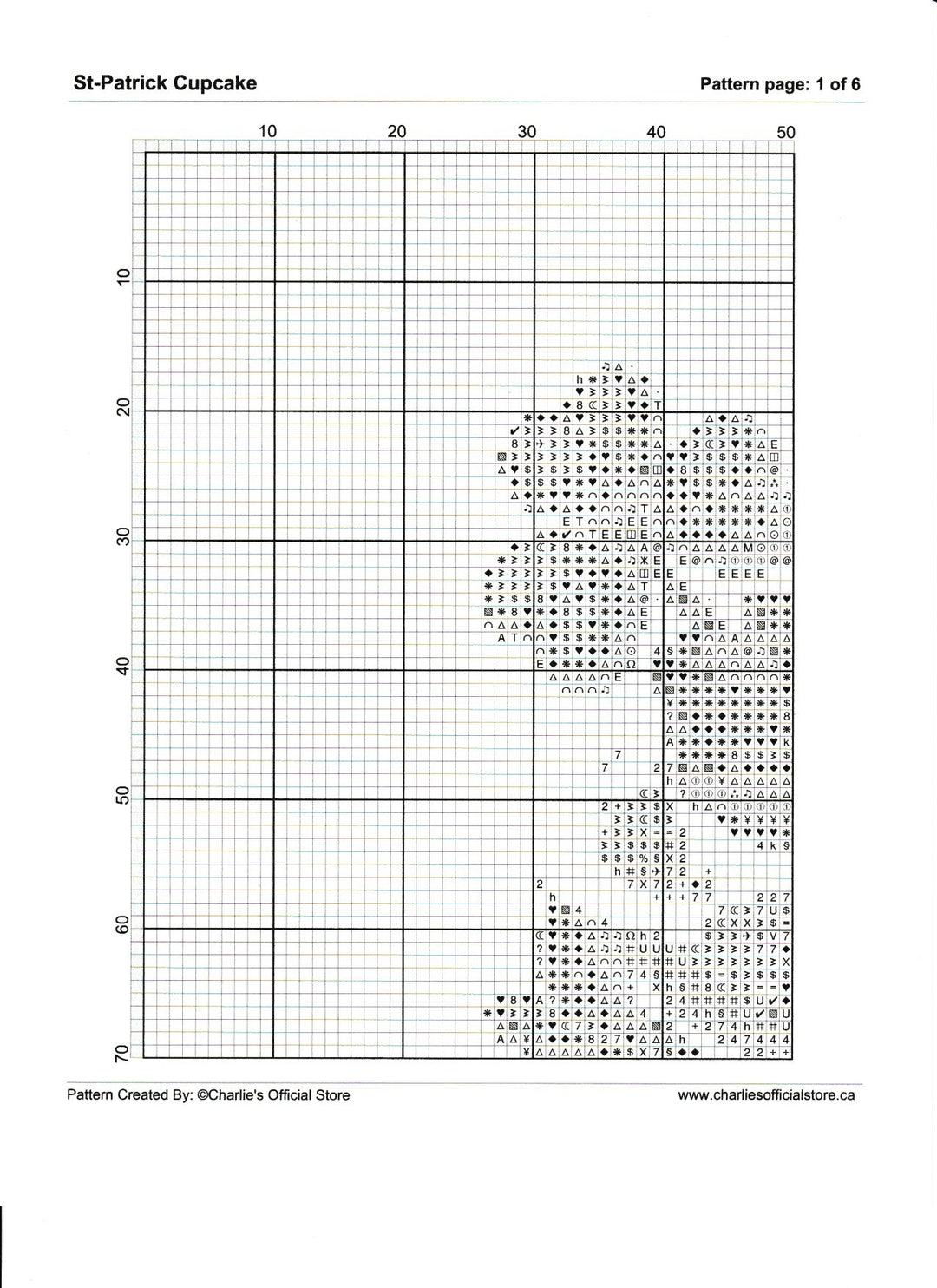 Counted Cross Stitch St-Patrick Cupcake Partial Coverage Digital Download PDF File Charlie's Official Store