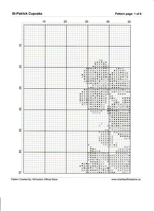 Counted Cross Stitch St-Patrick Cupcake Partial Coverage Digital Download PDF File Charlie's Official Store
