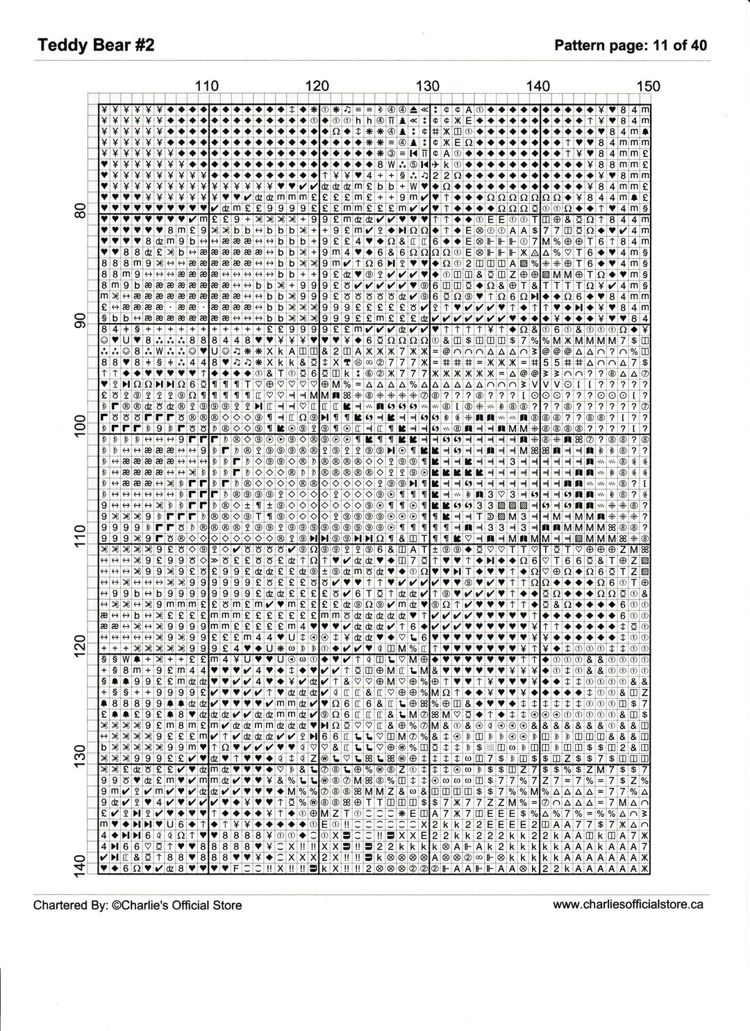 Counted Cross Stitch - Teddy Bear #2 - Digital Downlod PDF (Copy) Charlie's Official Store