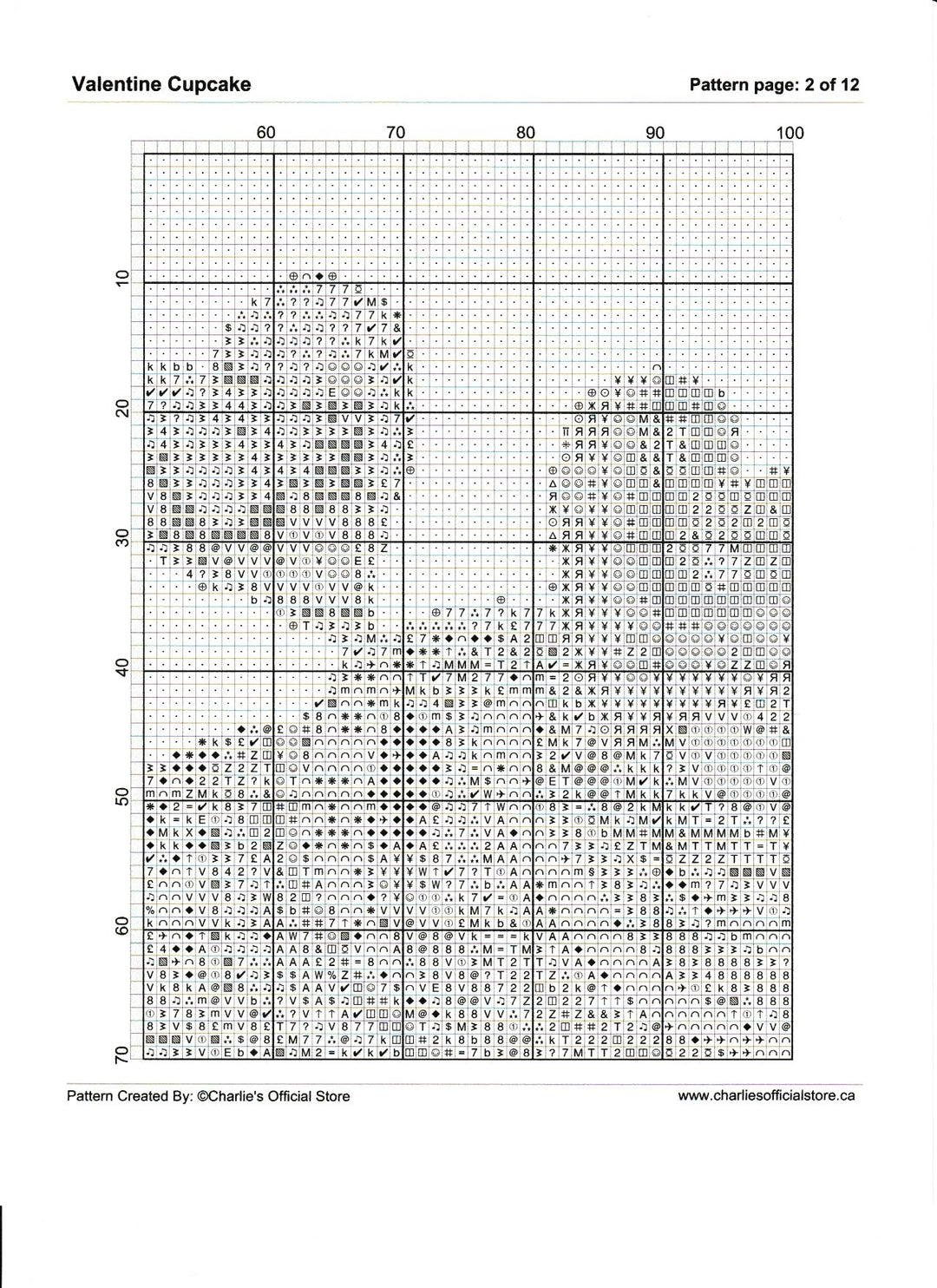 Counted Cross Stitch - Valentine Cupcake - Partial Coverage Digital Download PDF File (Copy) Charlie's Official Store