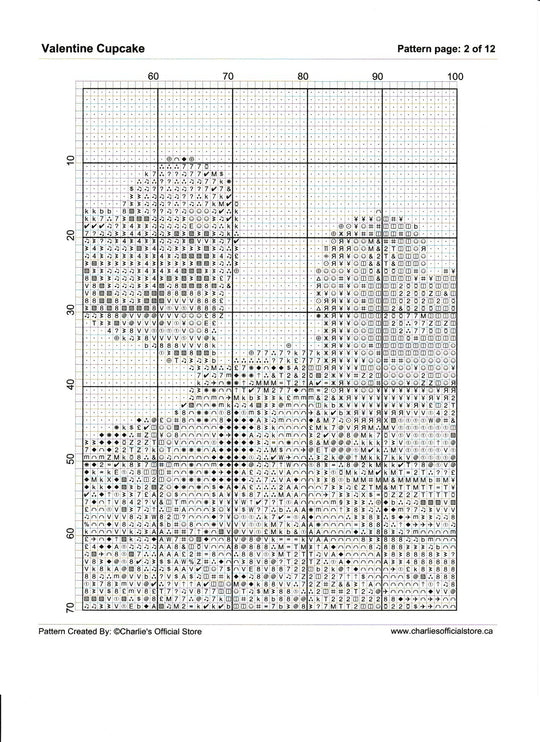 Counted Cross Stitch - Valentine Cupcake - Partial Coverage Digital Download PDF File (Copy) Charlie's Official Store