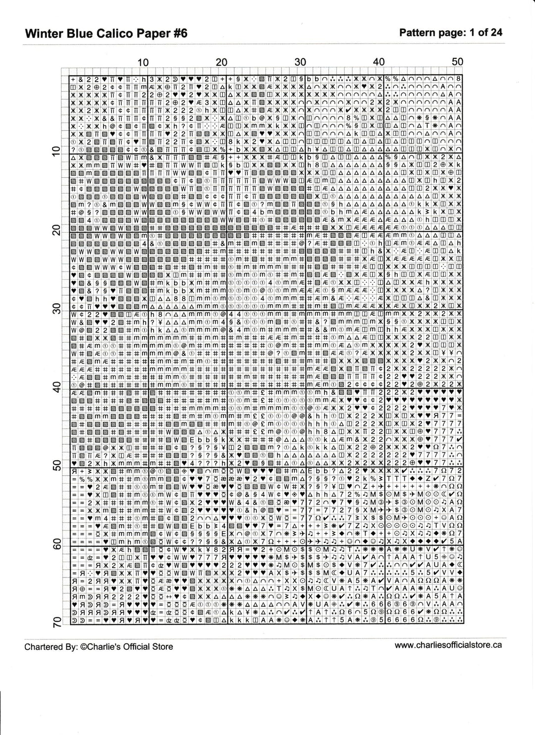 Counted Cross Stitch - Winter Blue Calico Paper #6 - Digital Download PDF download file (Copy) Charlie's Official Store