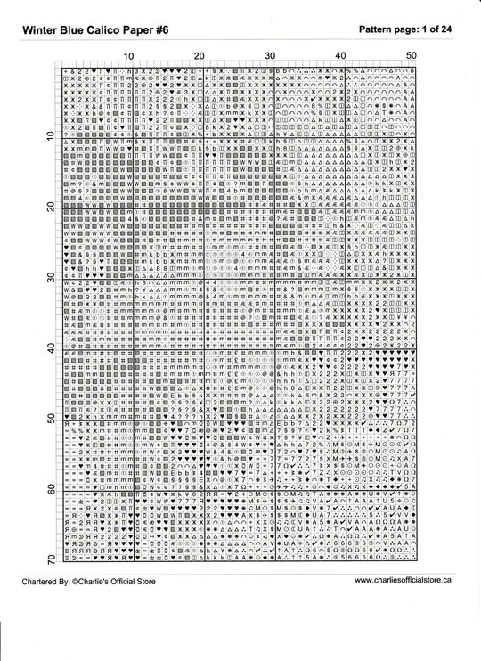 Counted Cross Stitch - Winter Blue Calico Paper #6 - Digital Download PDF download file (Copy) Charlie's Official Store