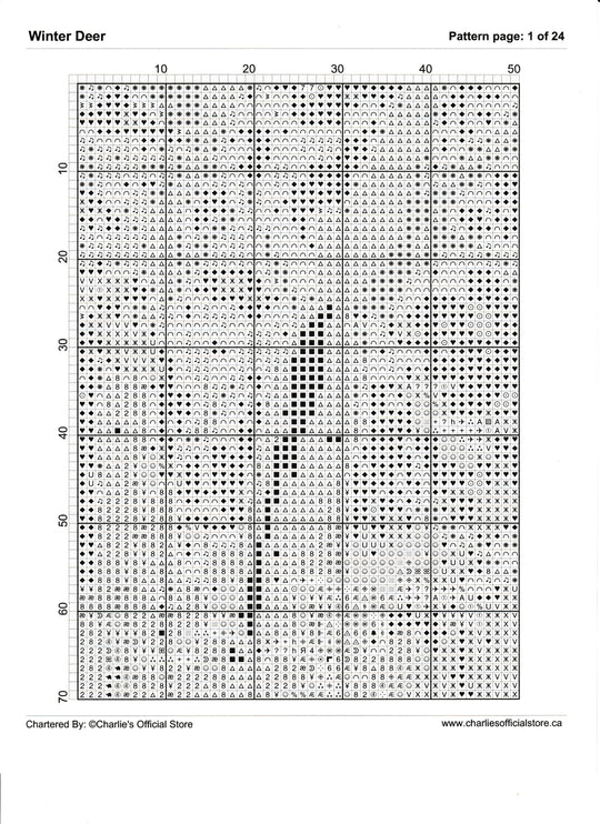 Counted Cross Stitch - Winter Deer - Digital Download PDF download file (Copy) Charlie's Official Store