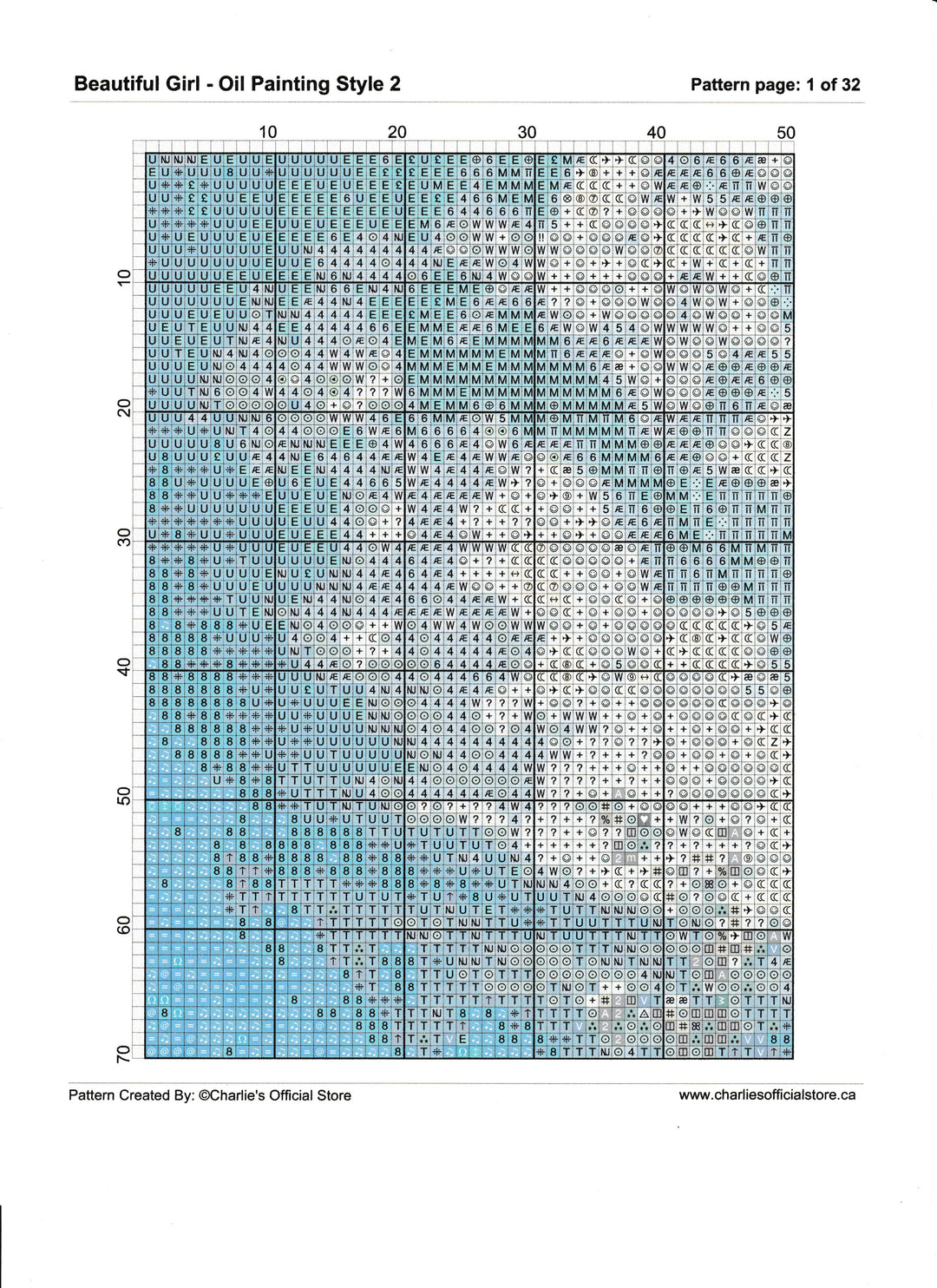 Counted Cross Stitch Beautiful Girl - Oil Painting Style 2 Digital Download PDF Format (Copy) Charlie's Official Store