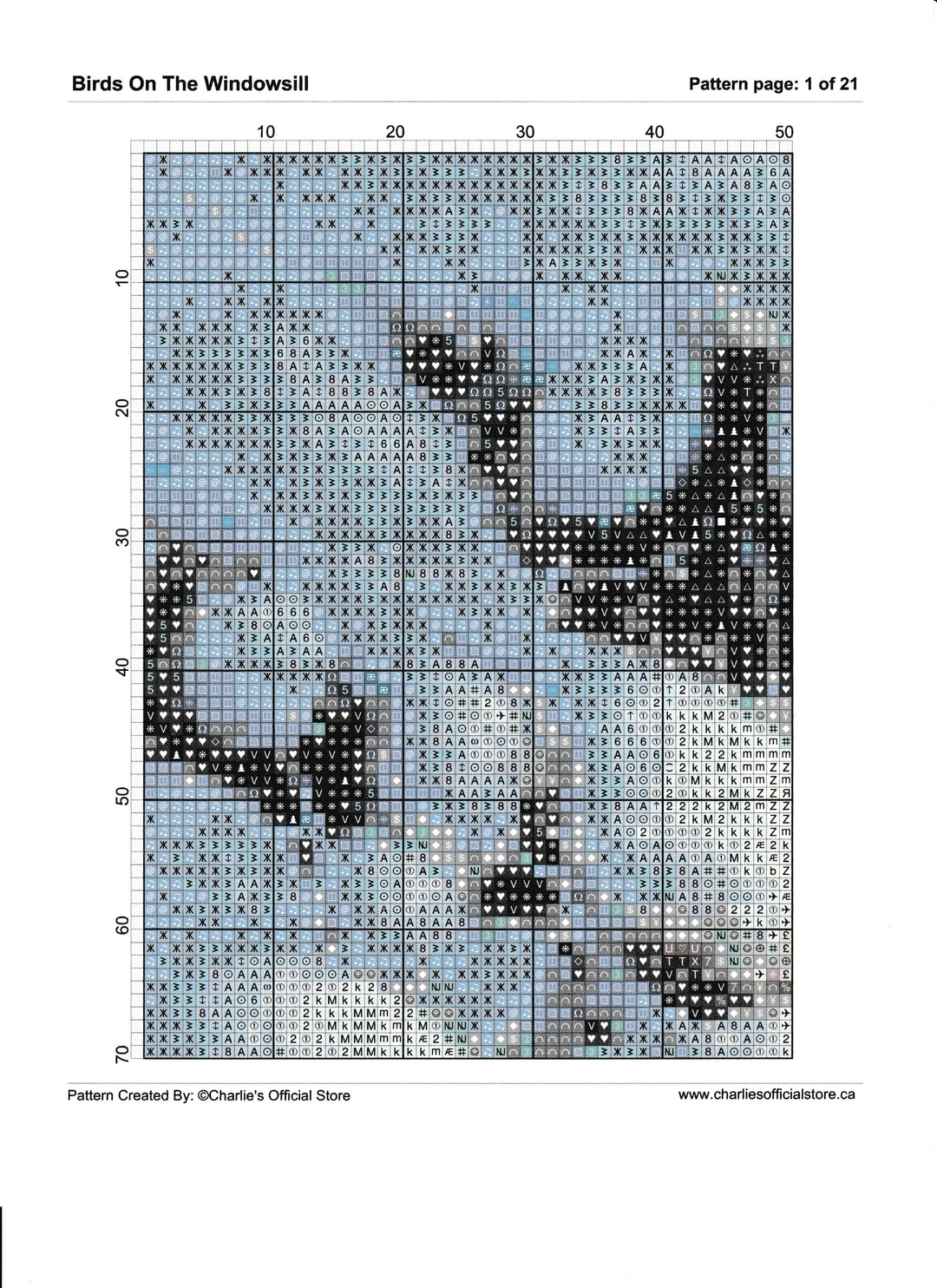 Counted Cross Stitch Birds On The Windowsill  Full Coverage Digital Download PDF File Charlie's Official Store