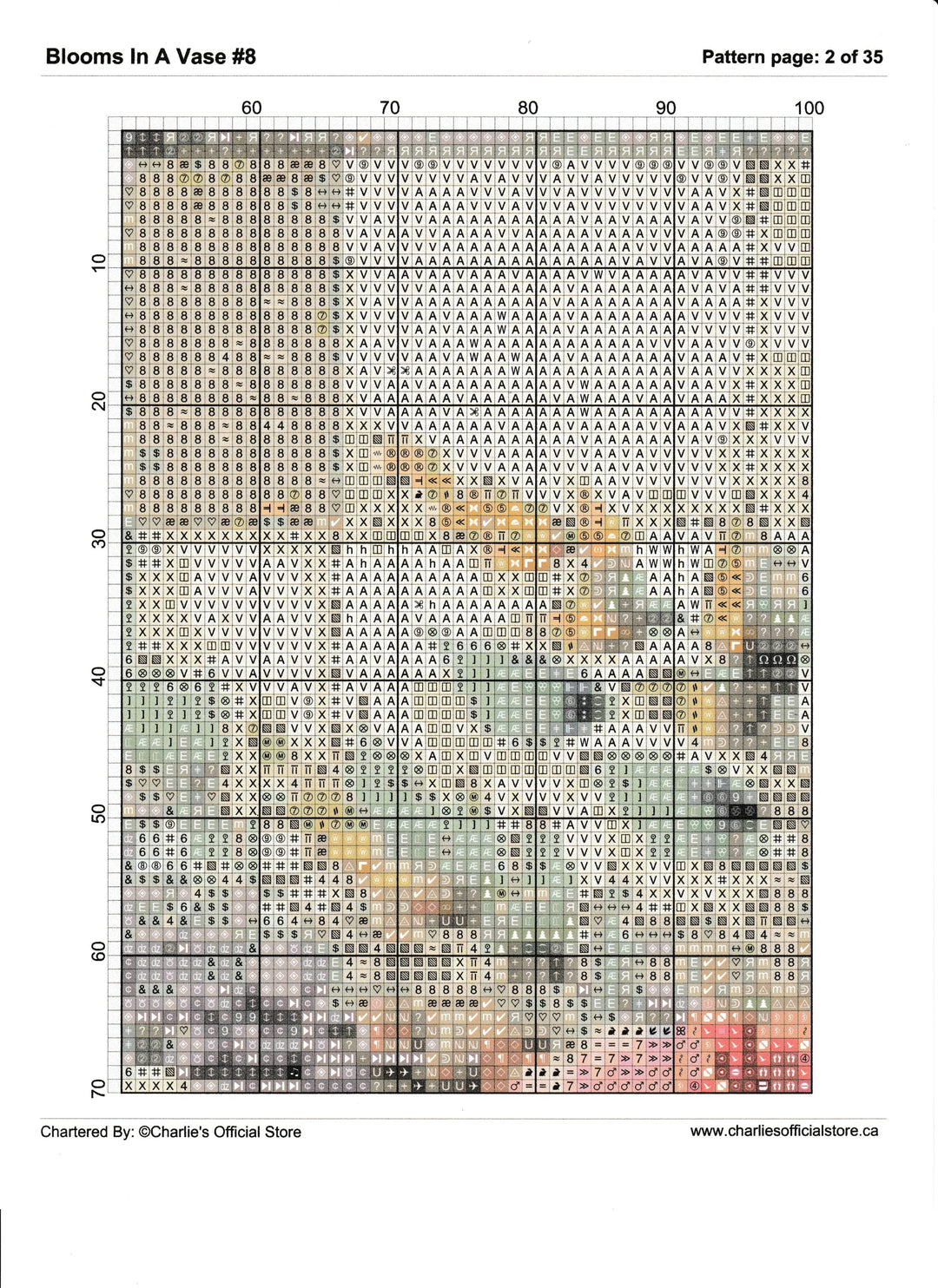 Counted Cross Stitch - Blooms In A Vase #7 - Digital Download PDF Charlie's Official Store