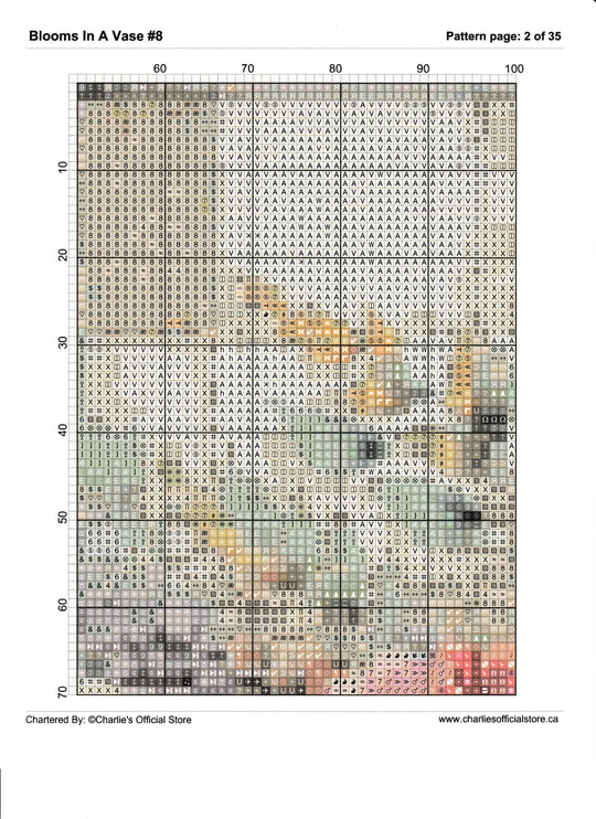 Counted Cross Stitch - Blooms In A Vase #7 - Digital Download PDF Charlie's Official Store