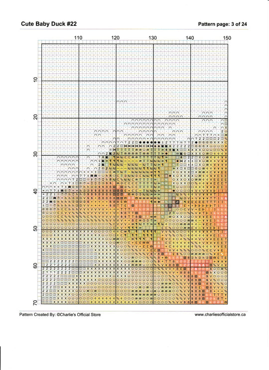 Counted Cross Stitch - Cute Baby Duck #22 - Digital Download PDF download file