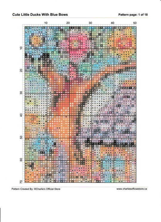 Counted Cross Stitch- Cute Little Ducks With Blue Bows - Full Coverage Digital Download PDF Format