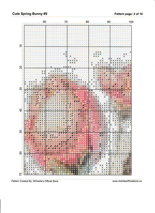 Counted Cross Stitch - Cute Spring Bunny #5 - Digital Download PDF download file