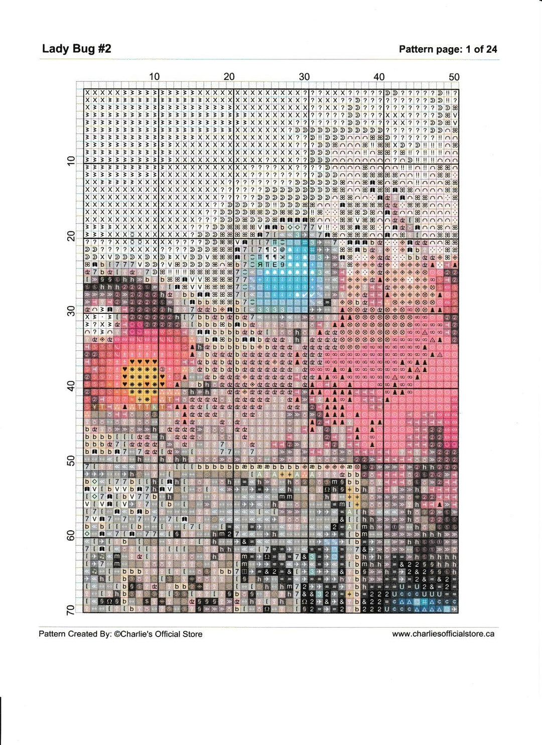 Counted Cross Stitch - Lady Bug #2 - Digital Download PDF download file (Copy) Charlie's Official Store