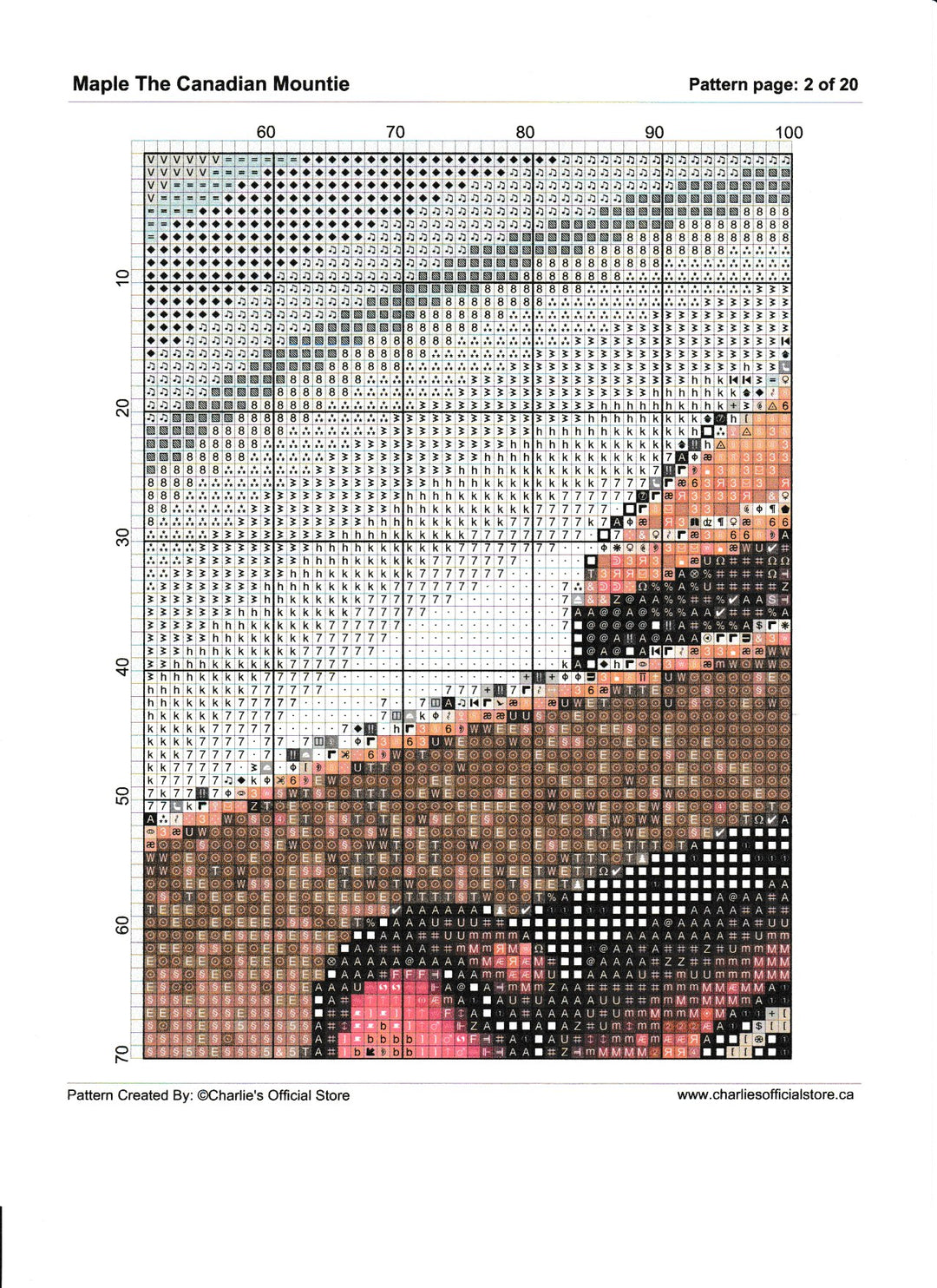 Counted Cross Stitch - Maple The Canadian Mountie - Digital Download PDF download file