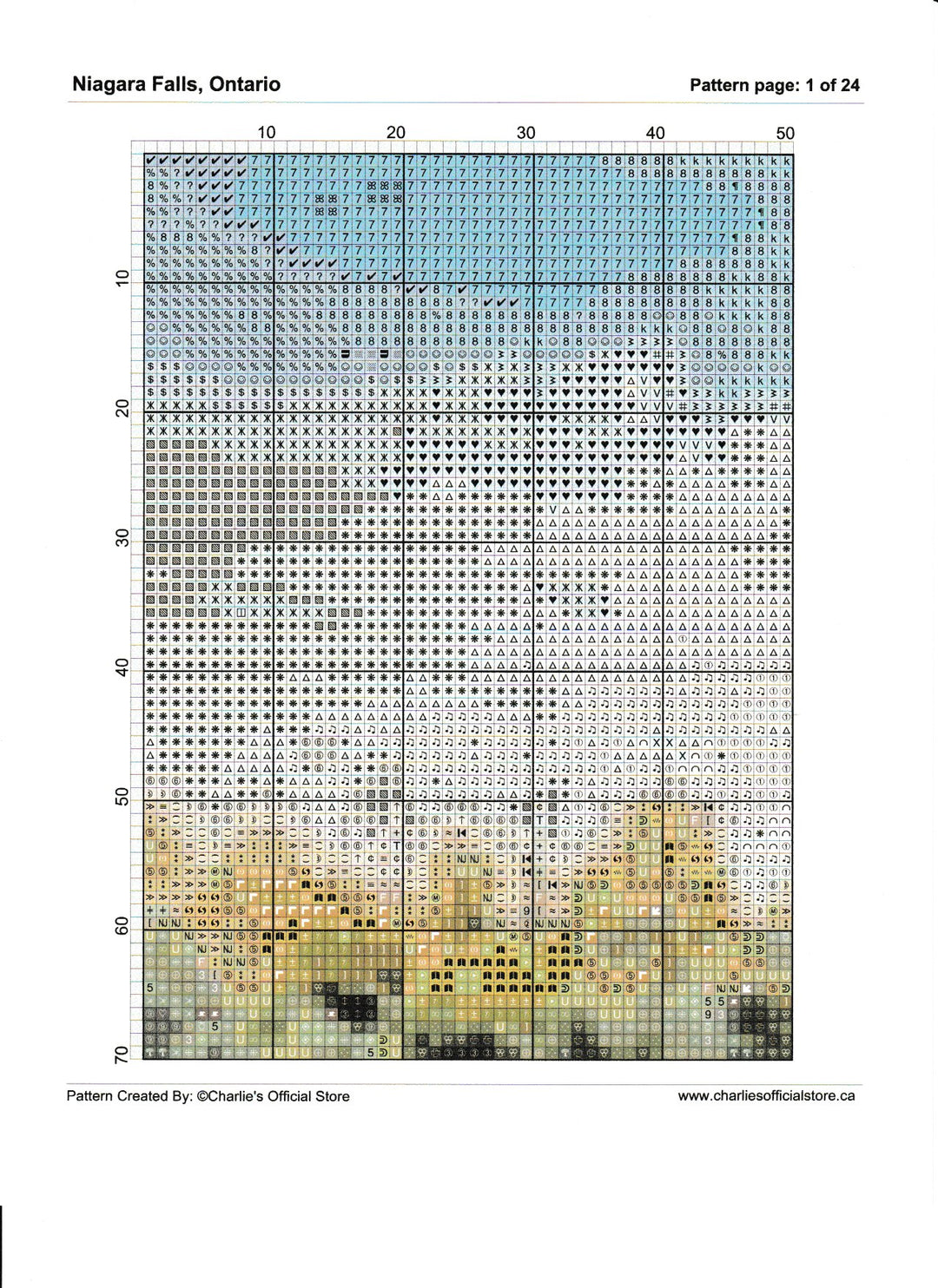 Counted Cross Stitch - Niagara Falls, Ontario - Full Coverage Digital Download PDF Format