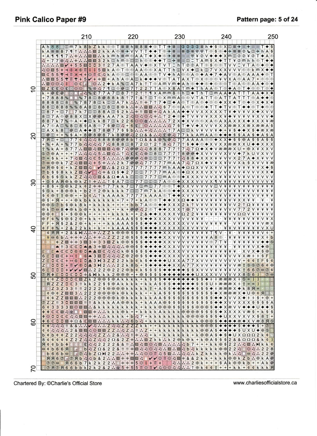 Counted Cross Stitch - Pink Calico Paper #9 - Digital Download PDF download file (Copy) (Copy) Charlie's Official Store