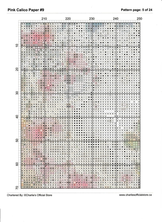 Counted Cross Stitch - Pink Calico Paper #9 - Digital Download PDF download file (Copy) (Copy) Charlie's Official Store
