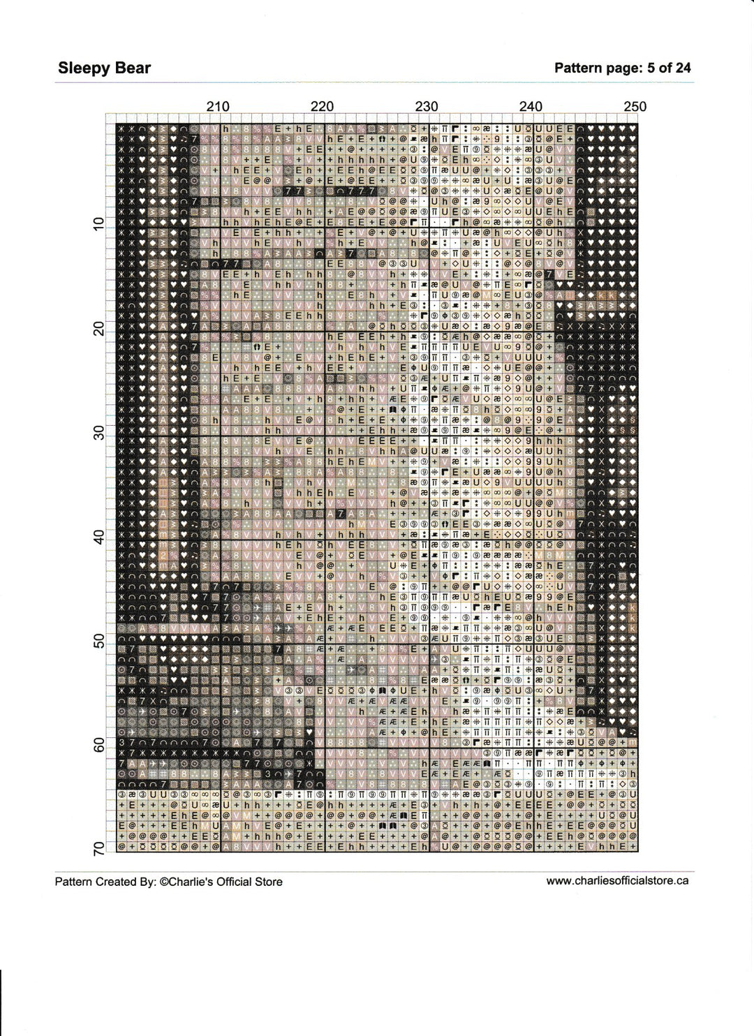 Counted Cross Stitch - Sleepy Bear - Digital Download PDF download file