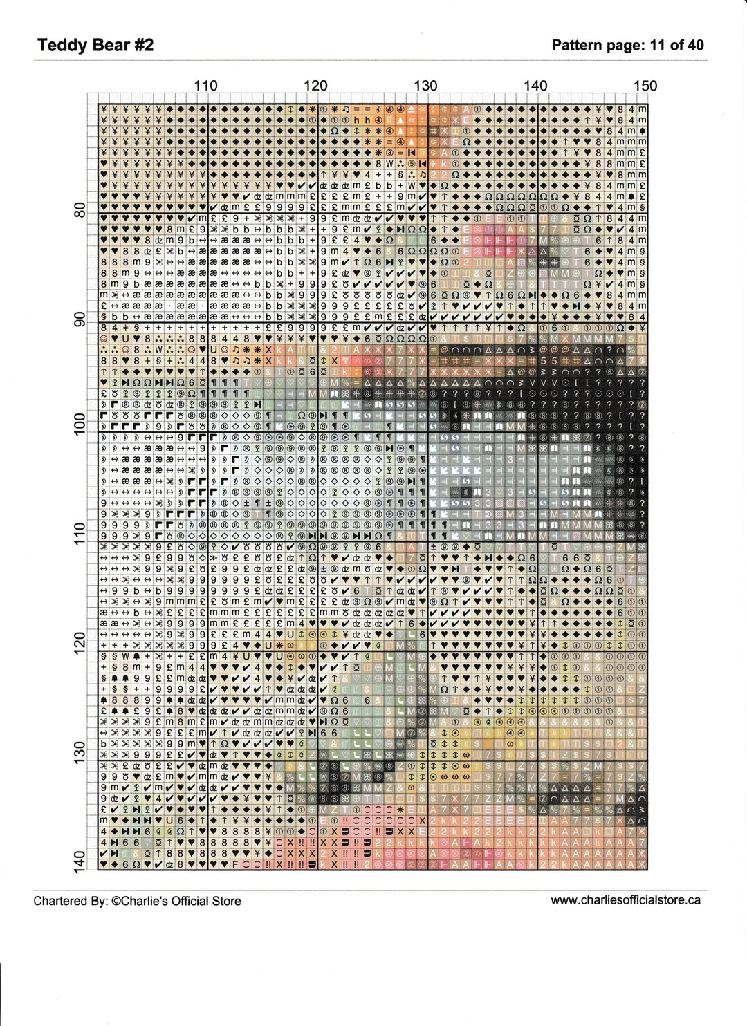 Counted Cross Stitch - Teddy Bear #2 - Digital Downlod PDF (Copy) Charlie's Official Store