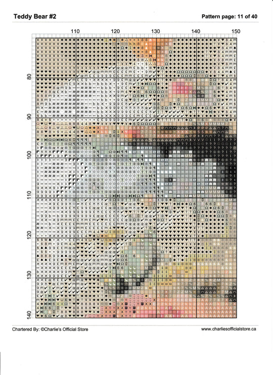 Counted Cross Stitch - Teddy Bear #2 - Digital Downlod PDF (Copy) Charlie's Official Store