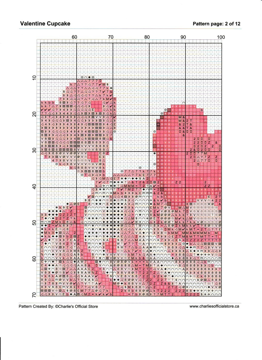 Counted Cross Stitch - Valentine Cupcake - Partial Coverage Digital Download PDF File (Copy) Charlie's Official Store