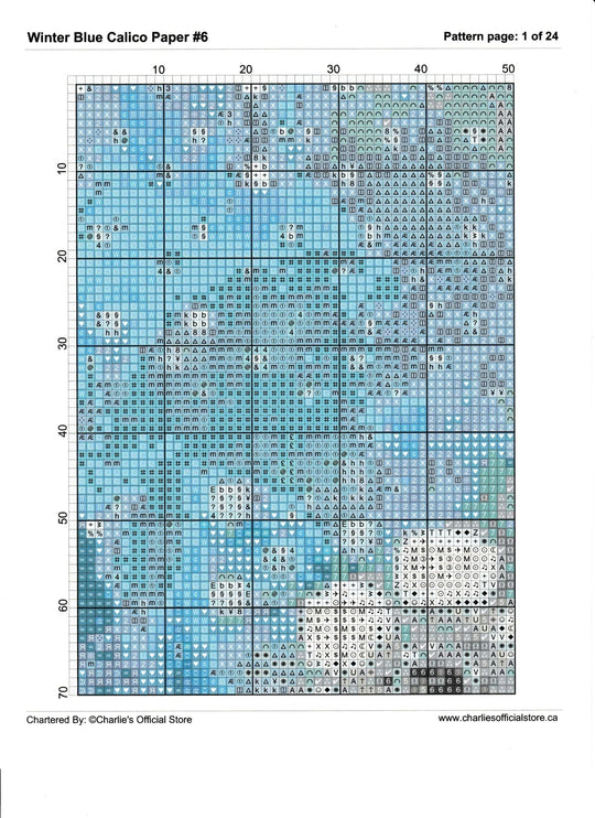 Counted Cross Stitch - Winter Blue Calico Paper #6 - Digital Download PDF download file (Copy) Charlie's Official Store