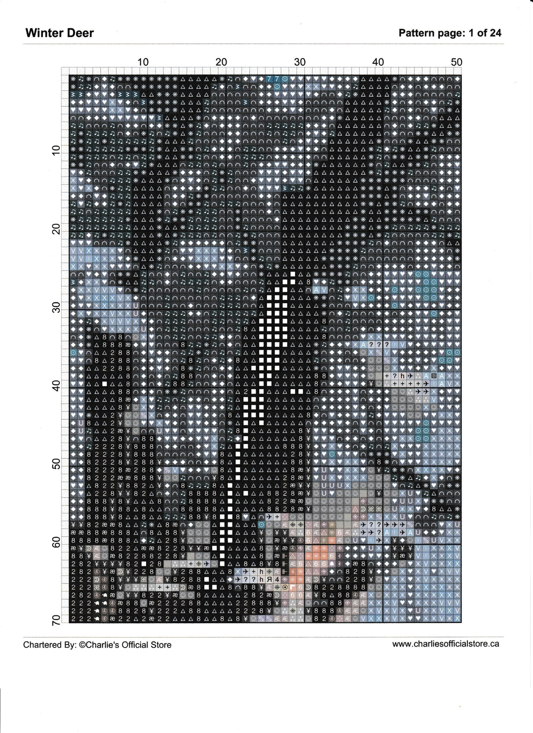 Counted Cross Stitch - Winter Deer - Digital Download PDF download file (Copy) Charlie's Official Store