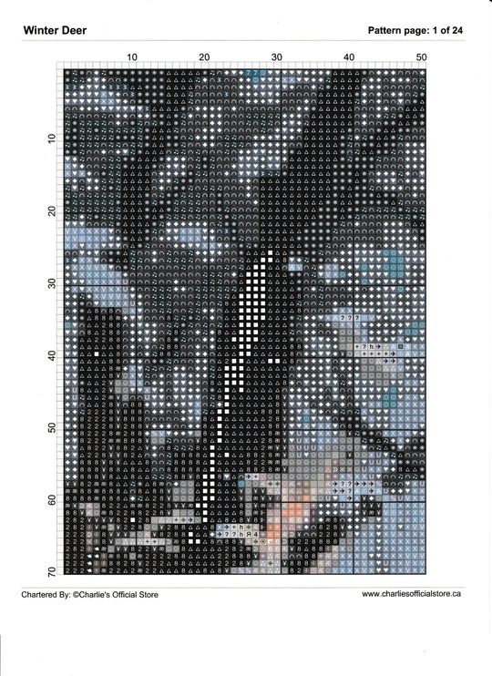 Counted Cross Stitch - Winter Deer - Digital Download PDF download file (Copy) Charlie's Official Store