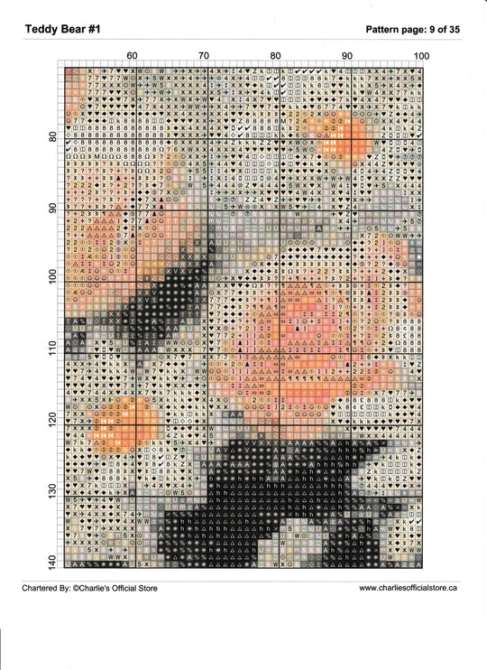 Counted Cross Stitch - Teddy Bear #1 - Digital Downlod download file (Copy) Charlie's Official Store