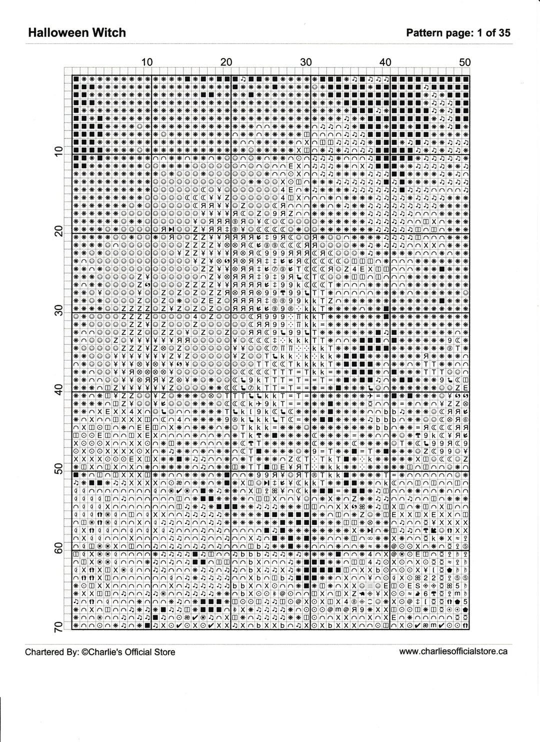 Counted Cross Stitch - Halloween Witch - Digital Download PDF download file Charlie's Official Store
