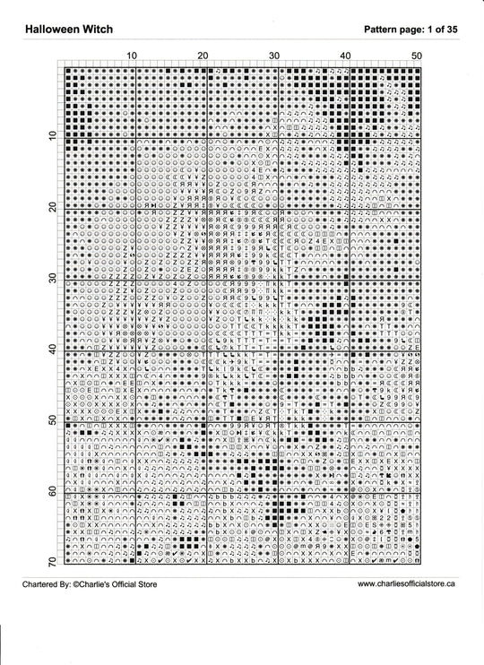 Counted Cross Stitch - Halloween Witch - Digital Download PDF download file Charlie's Official Store