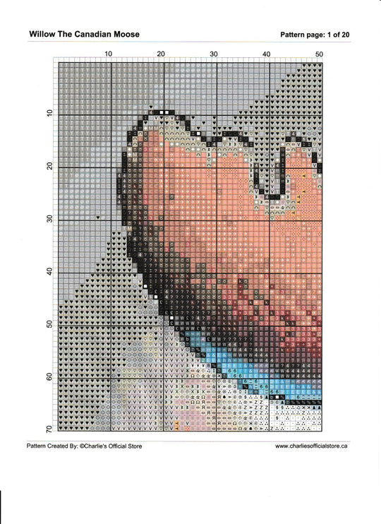 Counted Cross Stitch - Willow The Canadian Moose - Digital Download PDF download file