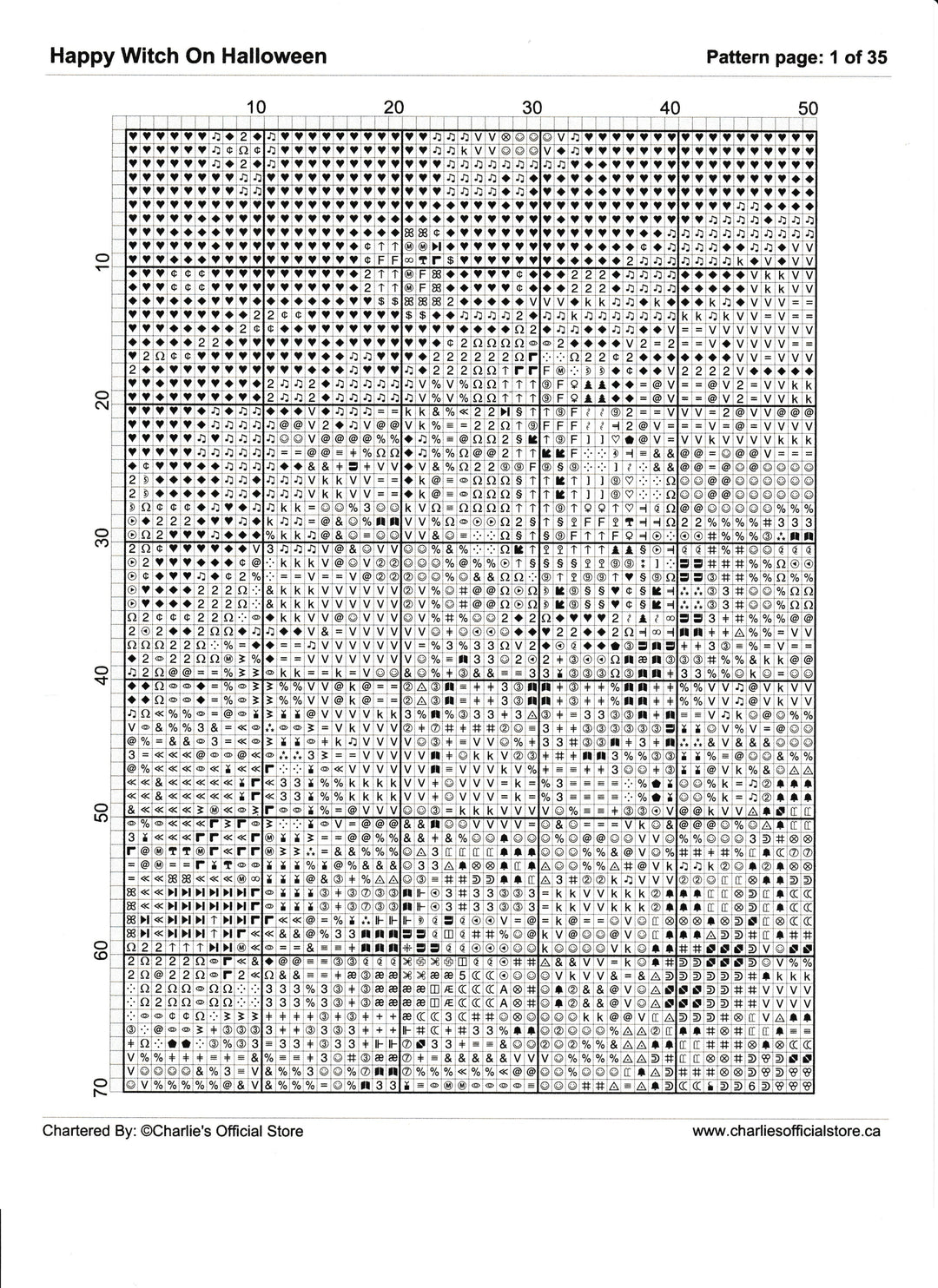 Counted Cross Stitch - Happy Witch On Halloween - Digital Downlod PDF (Copy) Charlie's Official Store