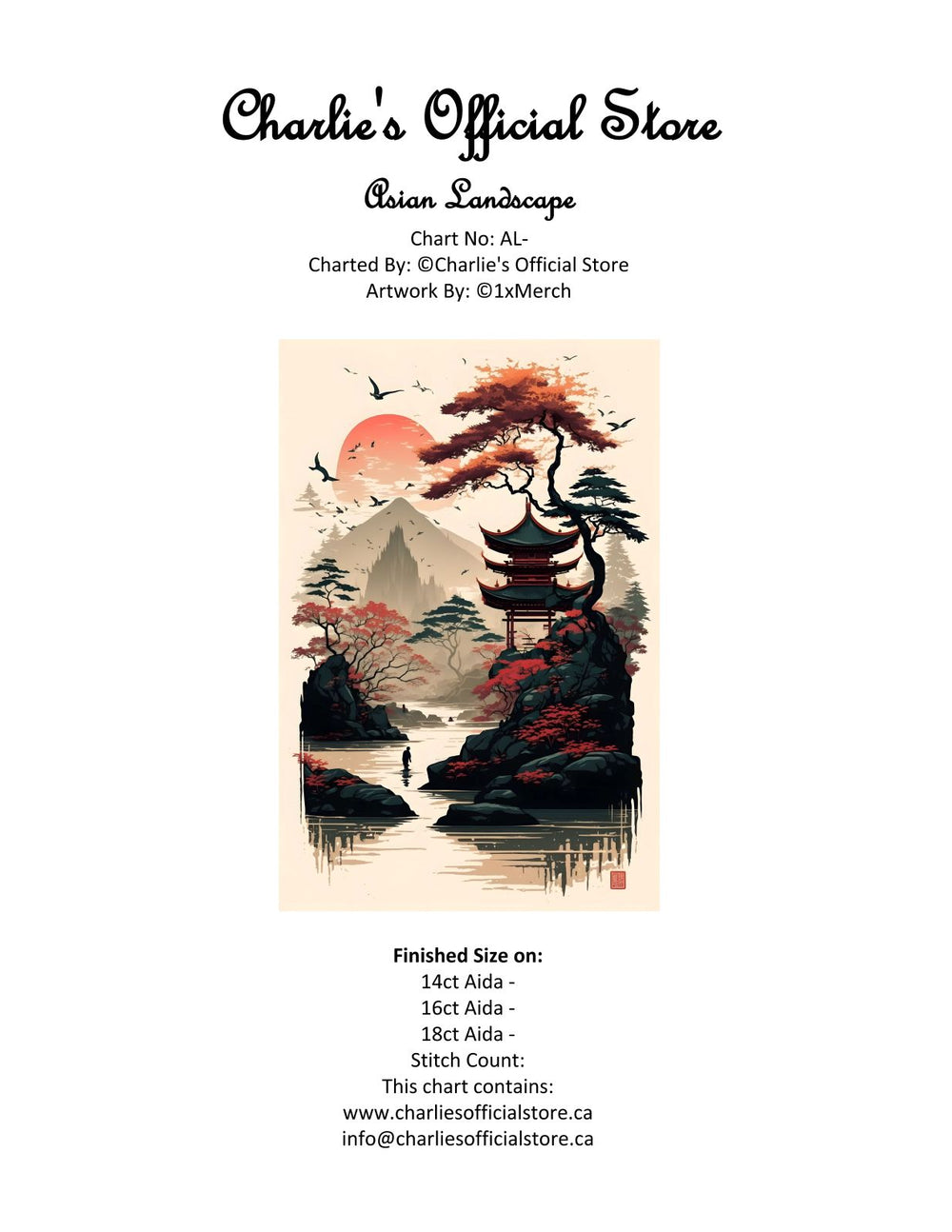 Counted Cross Stitch - Asian Landscape - Digital Download PDF Files