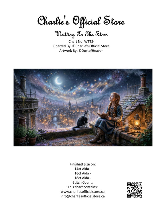 Counted Cross Stitch - Writting To The Stars - Digital Download PDF File Charlie's Official Store