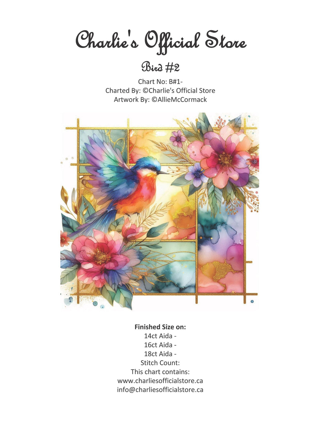 Counted Cross Stitch - Bird #2 - Digital Download PDF download file