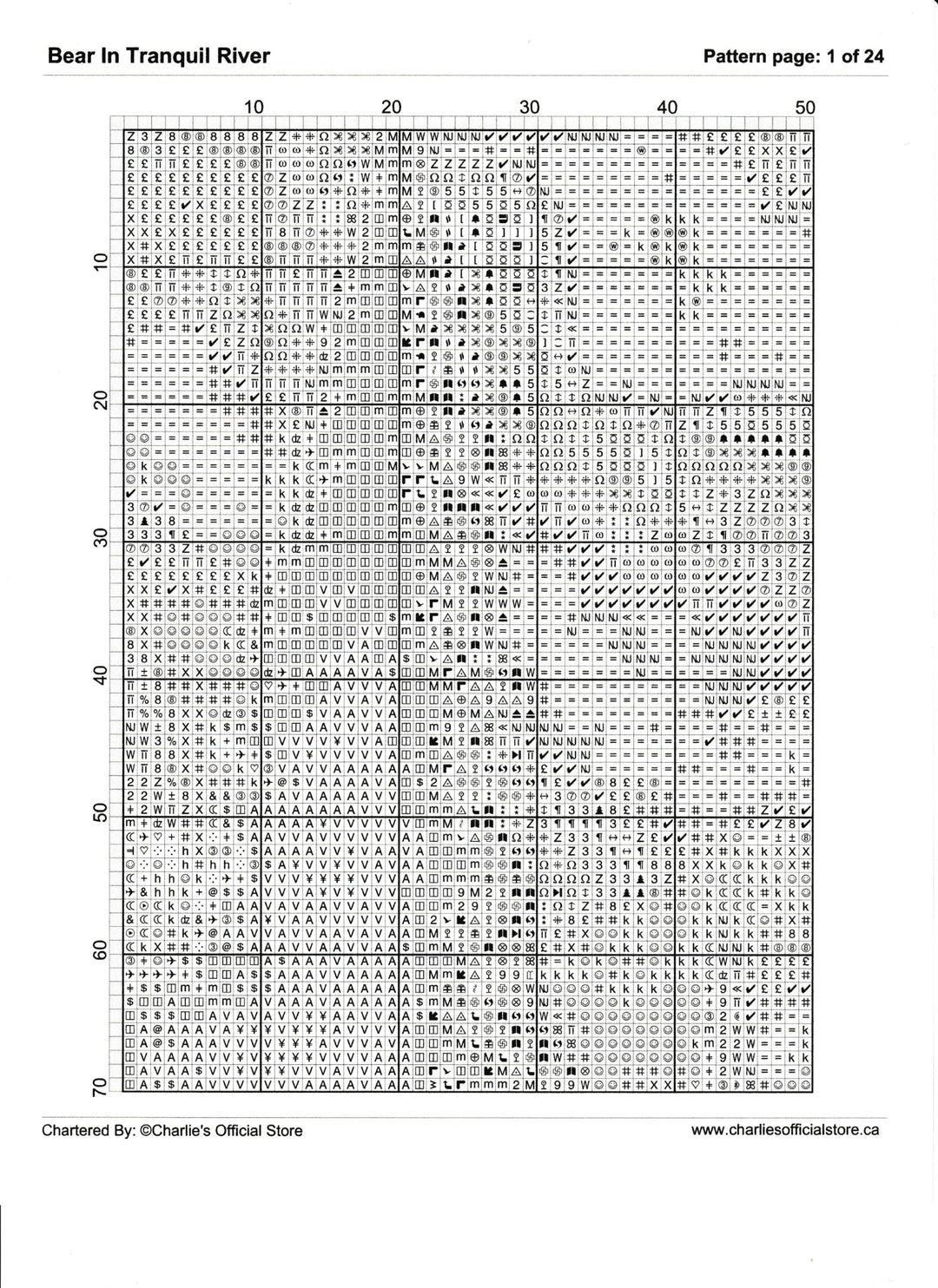 Counted Cross Stitch - Bear In Tranquil River - Digital Download PDF download file (Copy) Charlie's Official Store