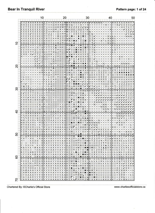 Counted Cross Stitch - Bear In Tranquil River - Digital Download PDF download file (Copy) Charlie's Official Store