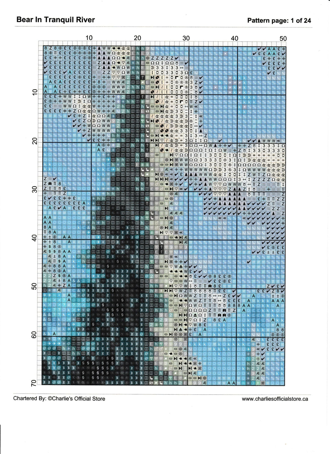 Counted Cross Stitch - Bear In Tranquil River - Digital Download PDF download file (Copy) Charlie's Official Store