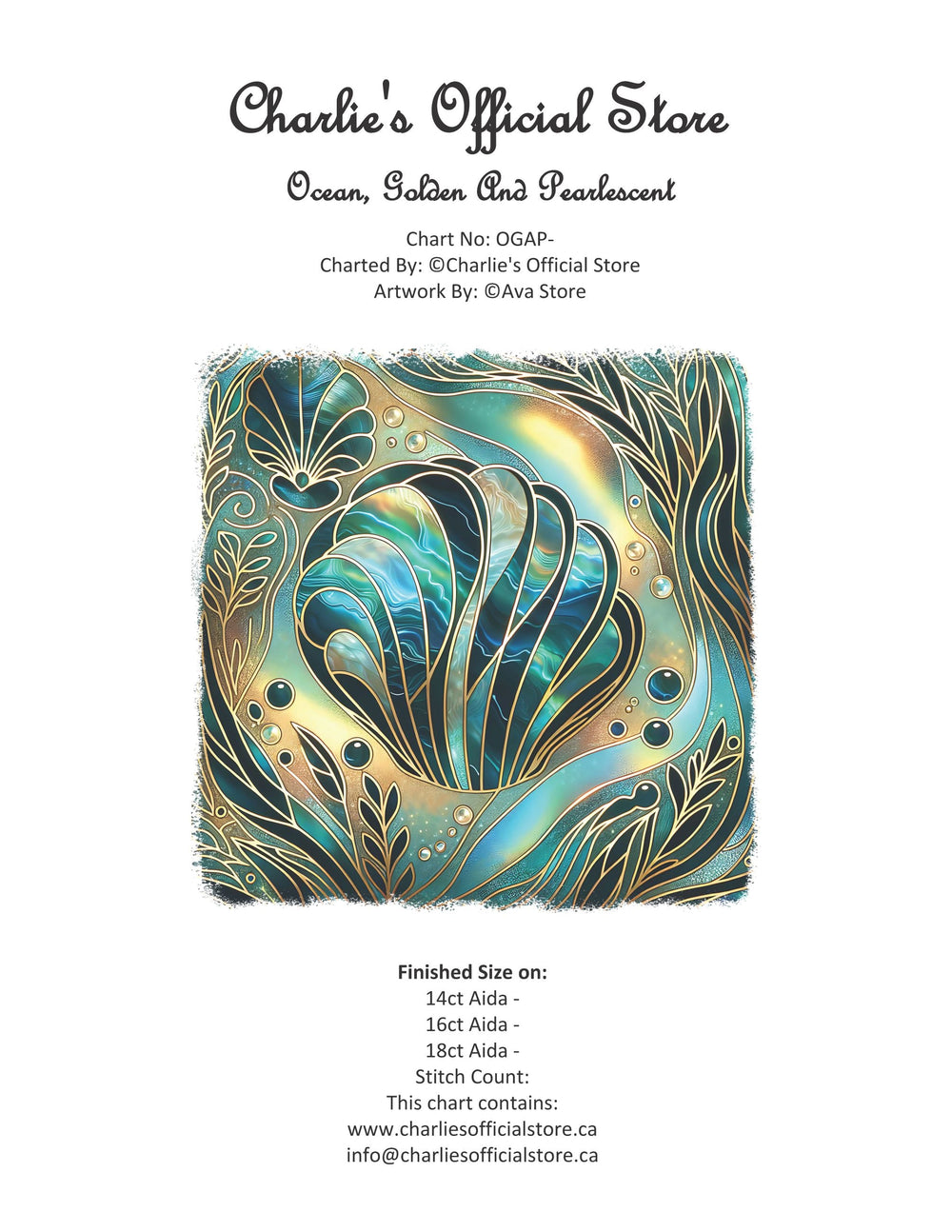 Counted Cross Stitch - Ocean, Golden And Pearlescent - Digital Downlod PDF Charlie's Official Store