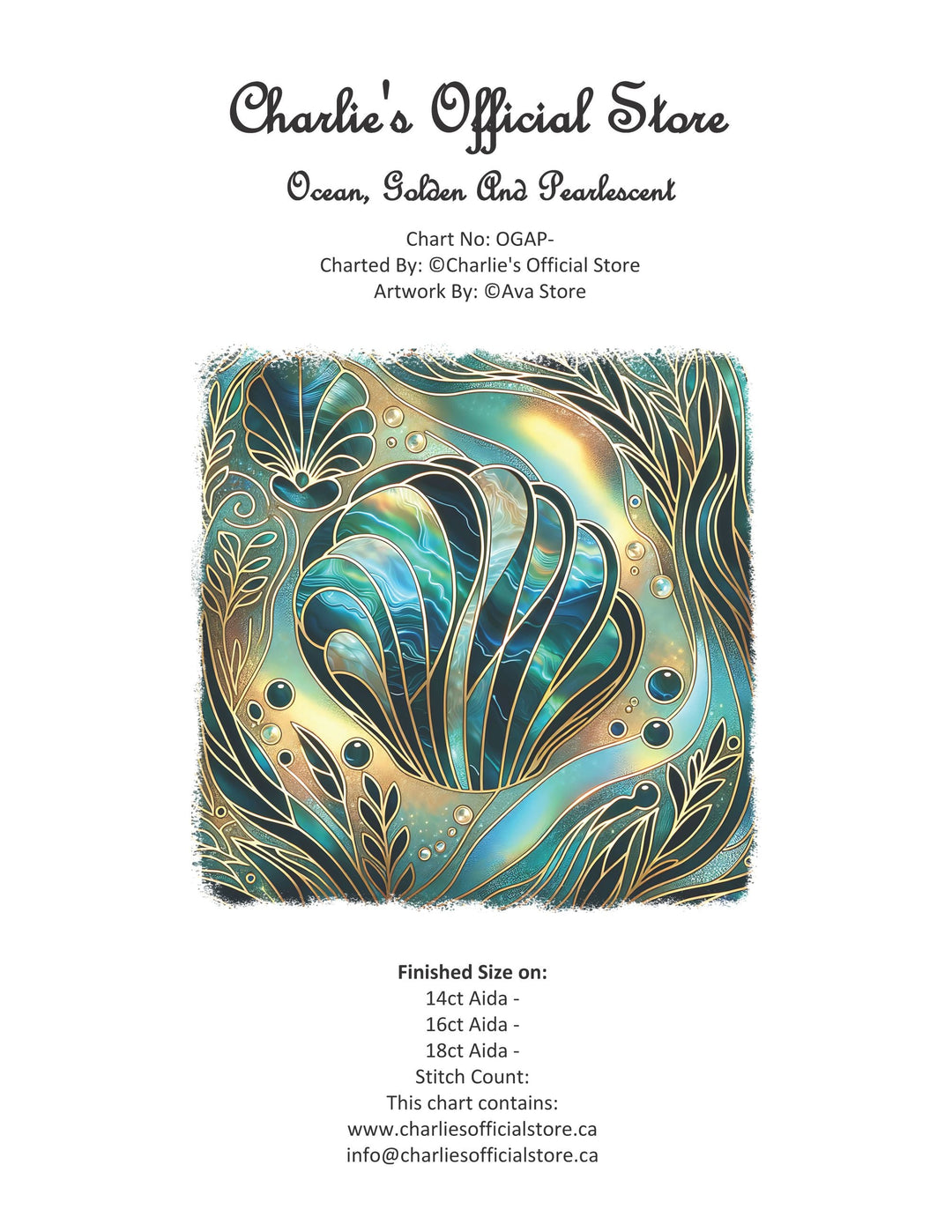 Counted Cross Stitch - Ocean, Golden And Pearlescent - Digital Downlod PDF Charlie's Official Store