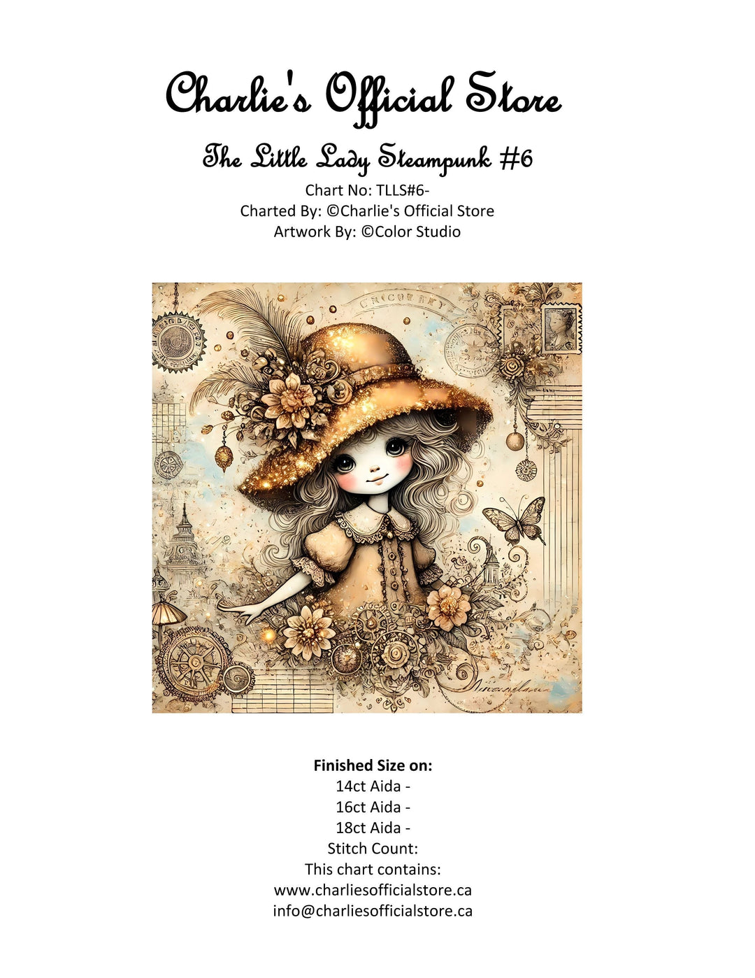 Counted Cross Stitch - The Little Lady Steampunk #6 - Digital Download PDF download file (Copy) Charlie's Official Store