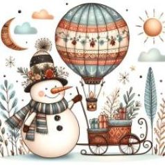 Counted Cross Stitch - Snowman And Air Balloon - Digital Download PDF download file (Copy) (Copy) Charlie's Official Store