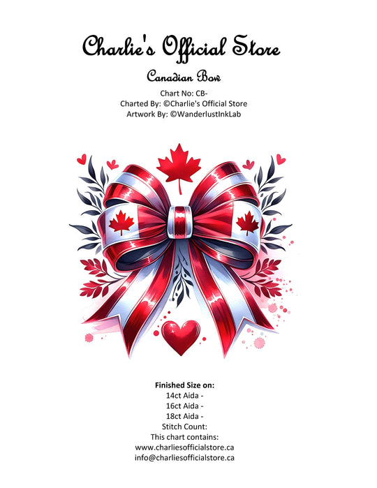 Counted Cross Stitch - Canadian Bow - Digital Download PDF download file (Copy) Charlie's Official Store
