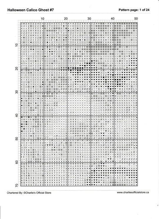 Counted Cross Stitch - Halloween Calico Ghost #7 - Digital Download PDF download file Charlie's Official Store