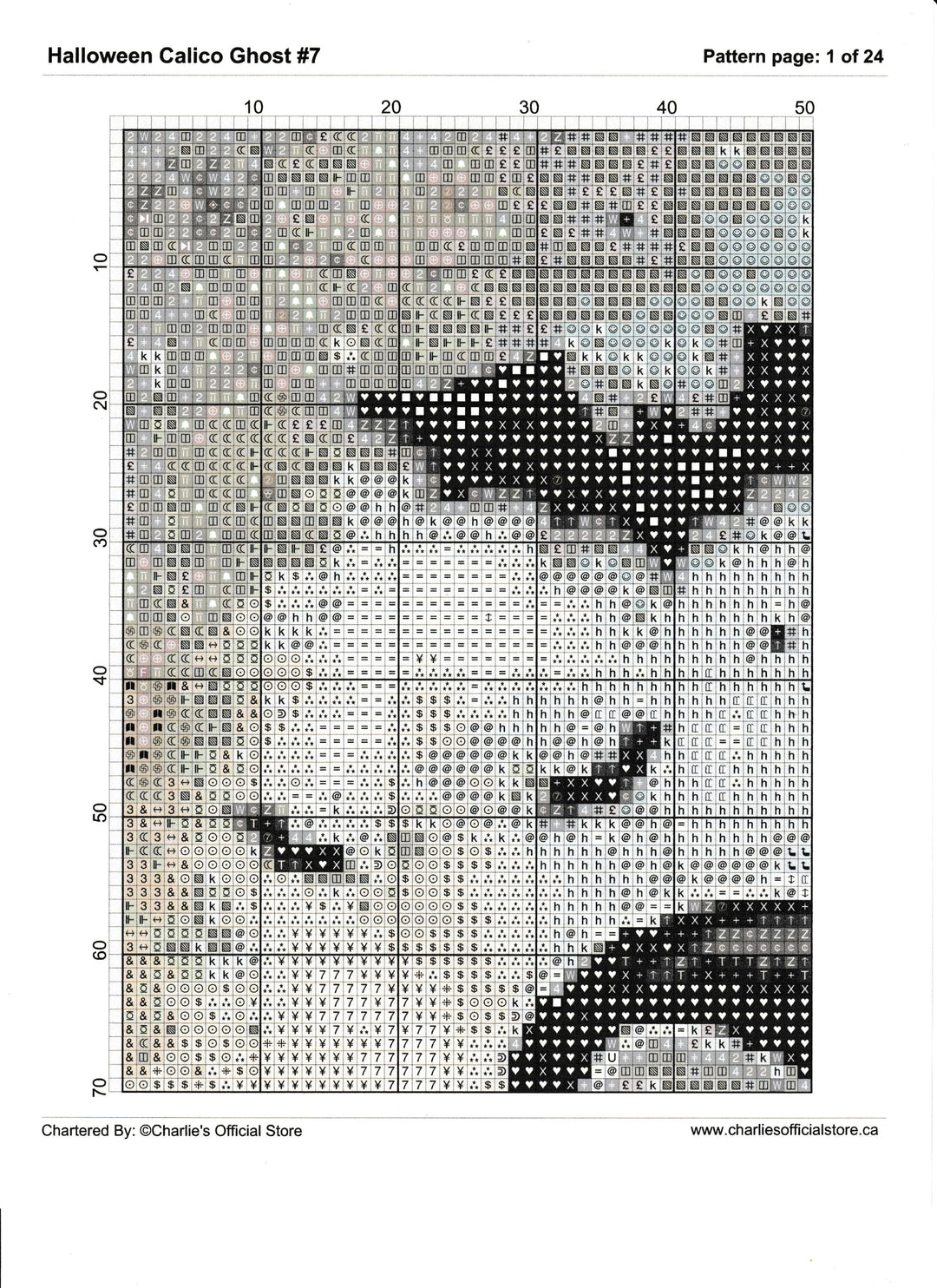 Counted Cross Stitch - Halloween Calico Ghost #7 - Digital Download PDF download file Charlie's Official Store