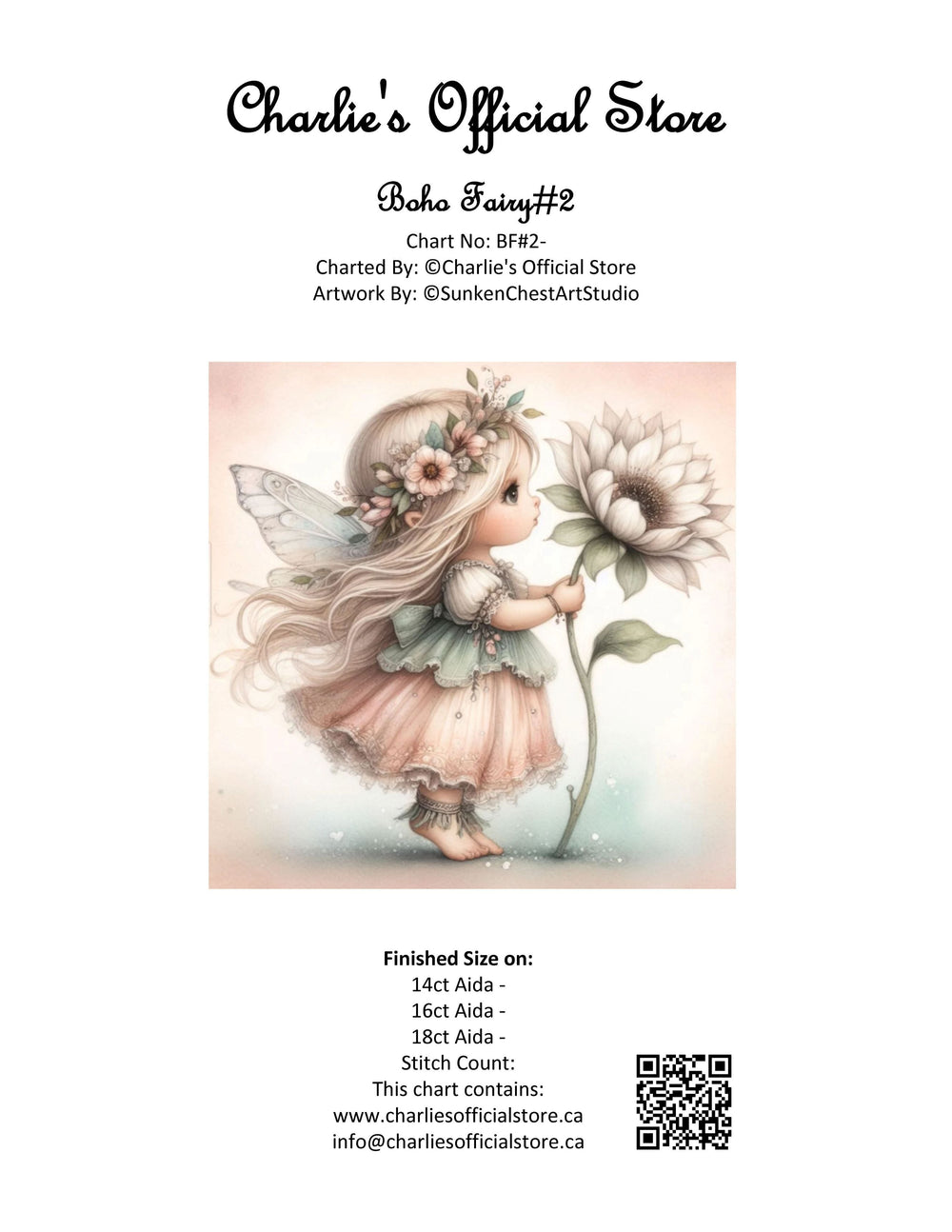 Counted Cross Stitch - Boho Fairy #2 - Digital Download PDF File (Copy) Charlie's Official Store