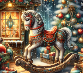 Counted Cross Stitch - Christmas Rocking Horse - Digital Download PDF File (Copy) Charlie's Official Store