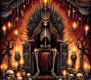 Counted Cross Stitch - Gothic Squelette On A Throne - Digital Download PDF File Charlie's Official Store